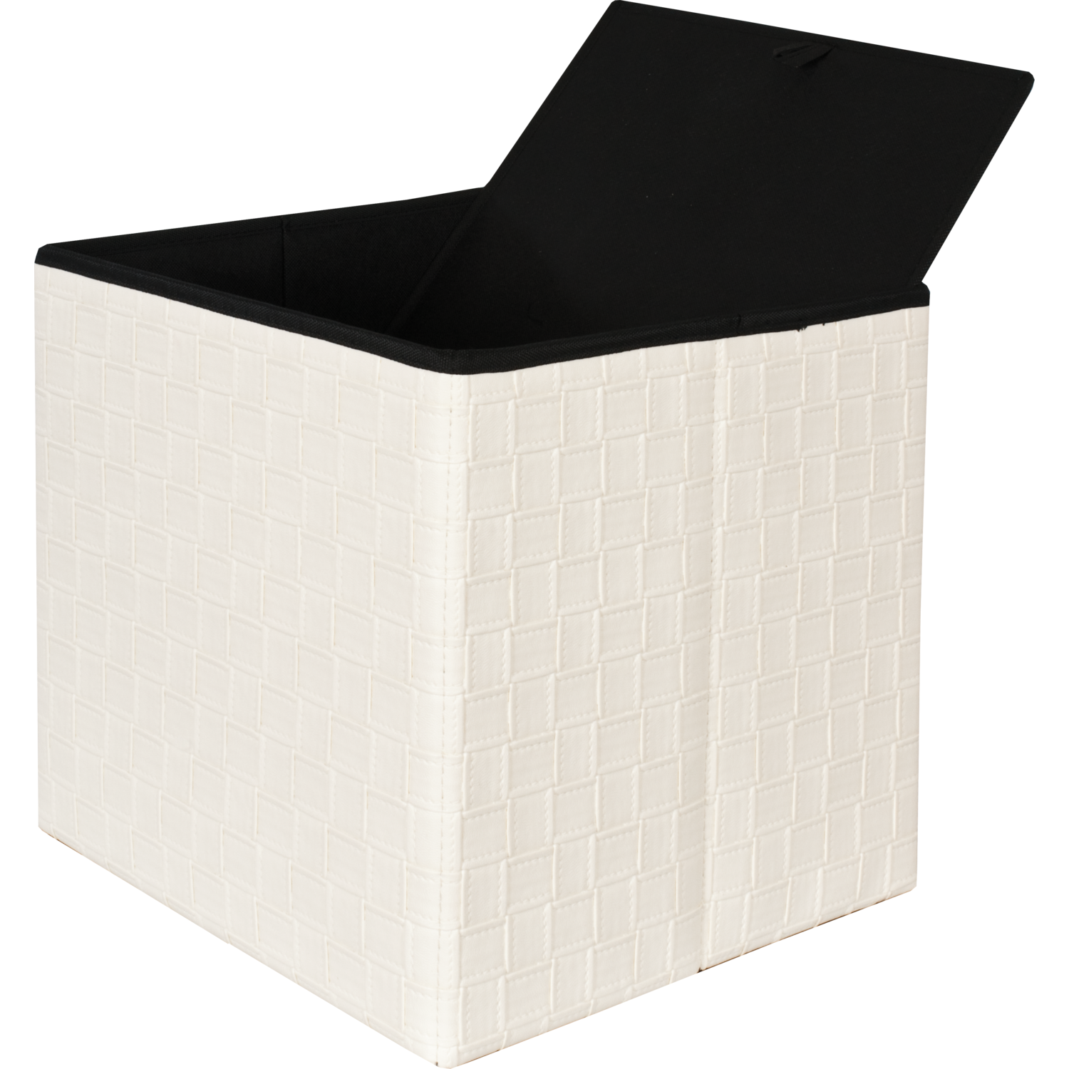 VESTIAMO CASA - Pouf contenitore beige in ecopelle richiudibile - 38x38 cm